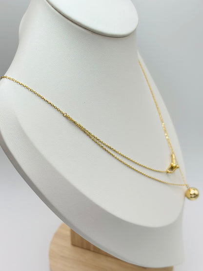 K18 Japan Gold Layered Attached Necklace