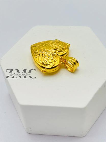 18K Gold Locket Heart Pendant