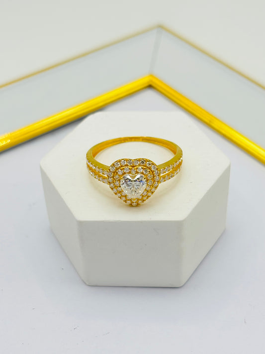 18K Gold Heart Moissanite Diamond Ring