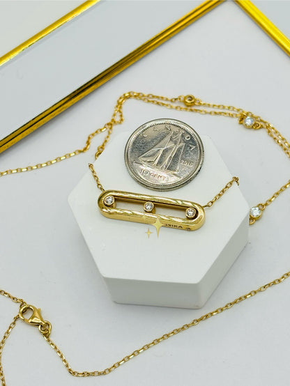 18K Gold Attached Stone Necklace with Stone