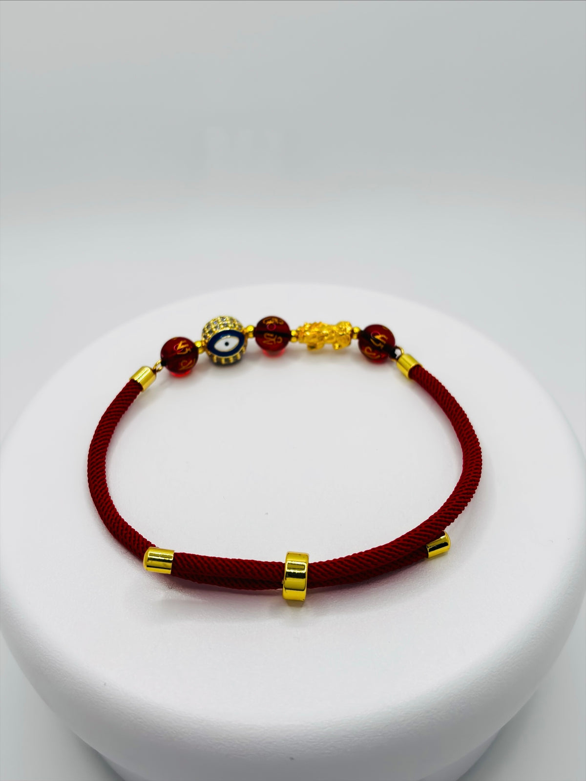 18K Gold Lucky Piyao/ Pi Xiu Evil Eye Mantra String Bracelet ( Hollow Empty Inside) Small