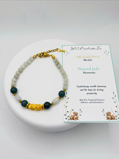 18K Gold Lucky Piyao/ Pi Xiu Jade Bracelet ( Hollow Empty Inside) MEDIUM PIYAO