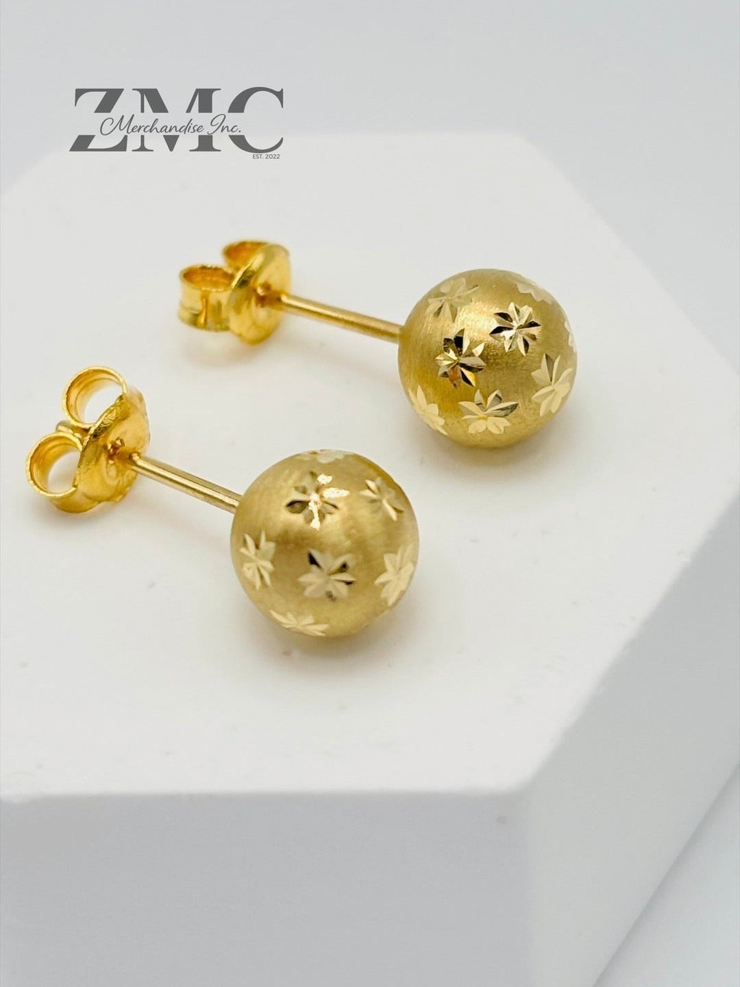 18K Gold Star Ball Earrings
