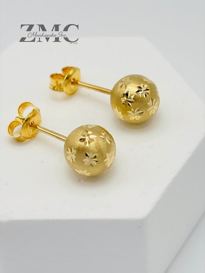 18K Gold Star Ball Earrings