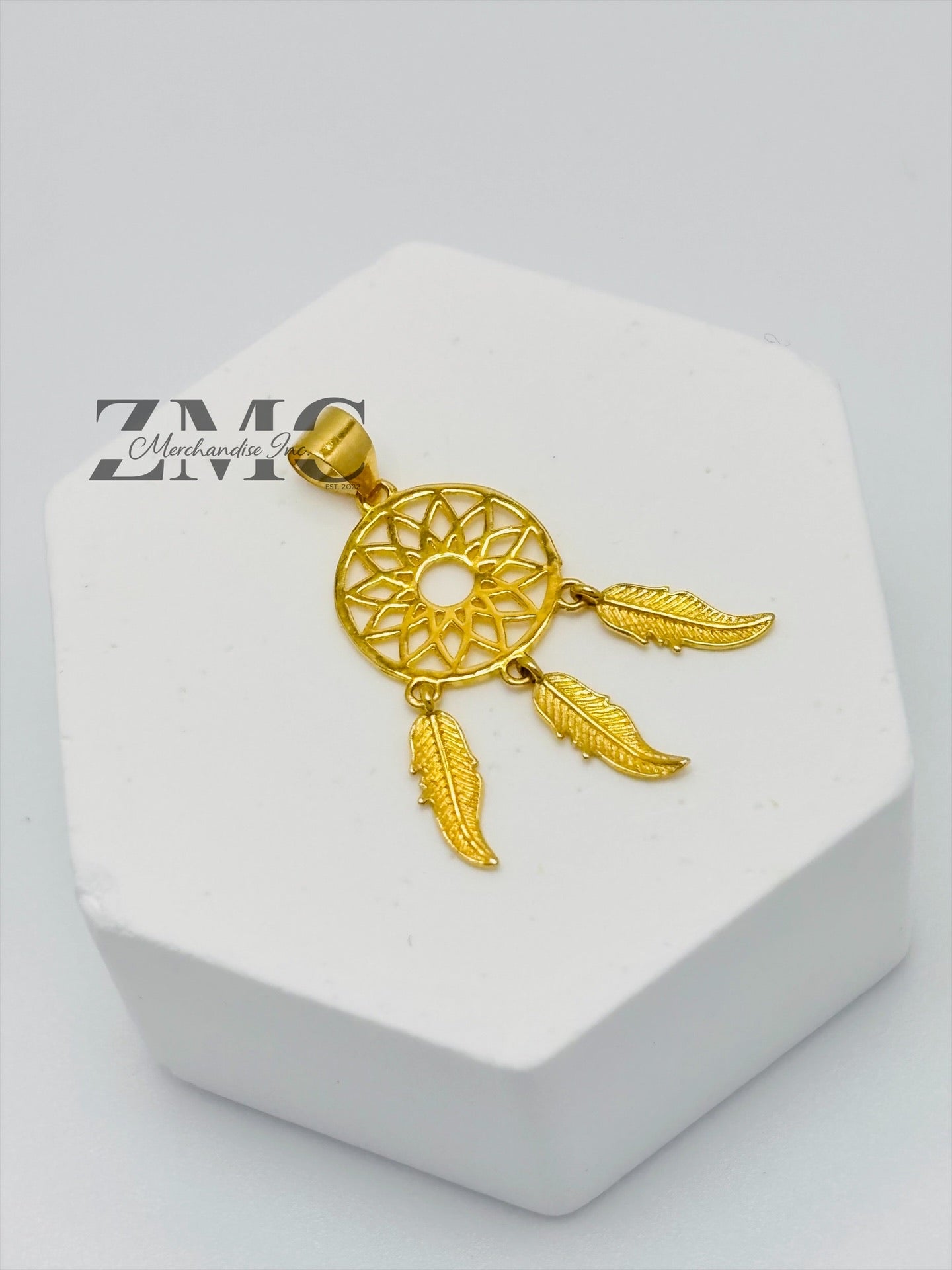 18K Gold Dream Catcher Pendant
