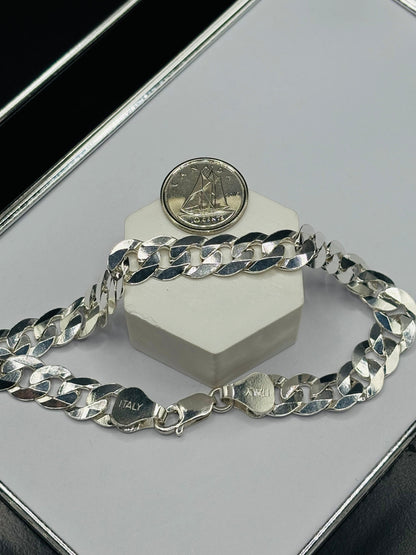 S925 Silver Flat Curb Cuban Bracelet