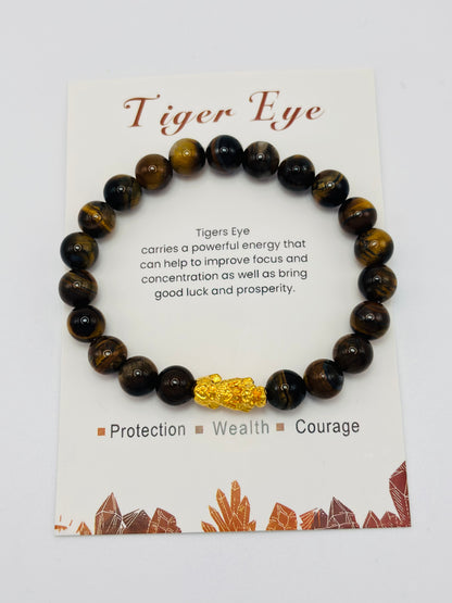 18K Gold Lucky Piyao/ Pi Xiu Tiger Eye Stone ( Hollow Empty Inside) Medium Size
