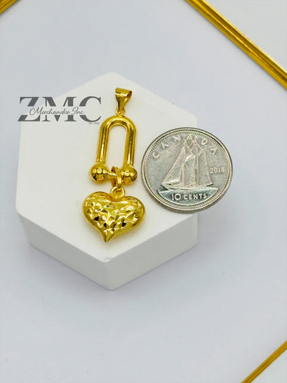 18K Gold Heart Hardware Pendant