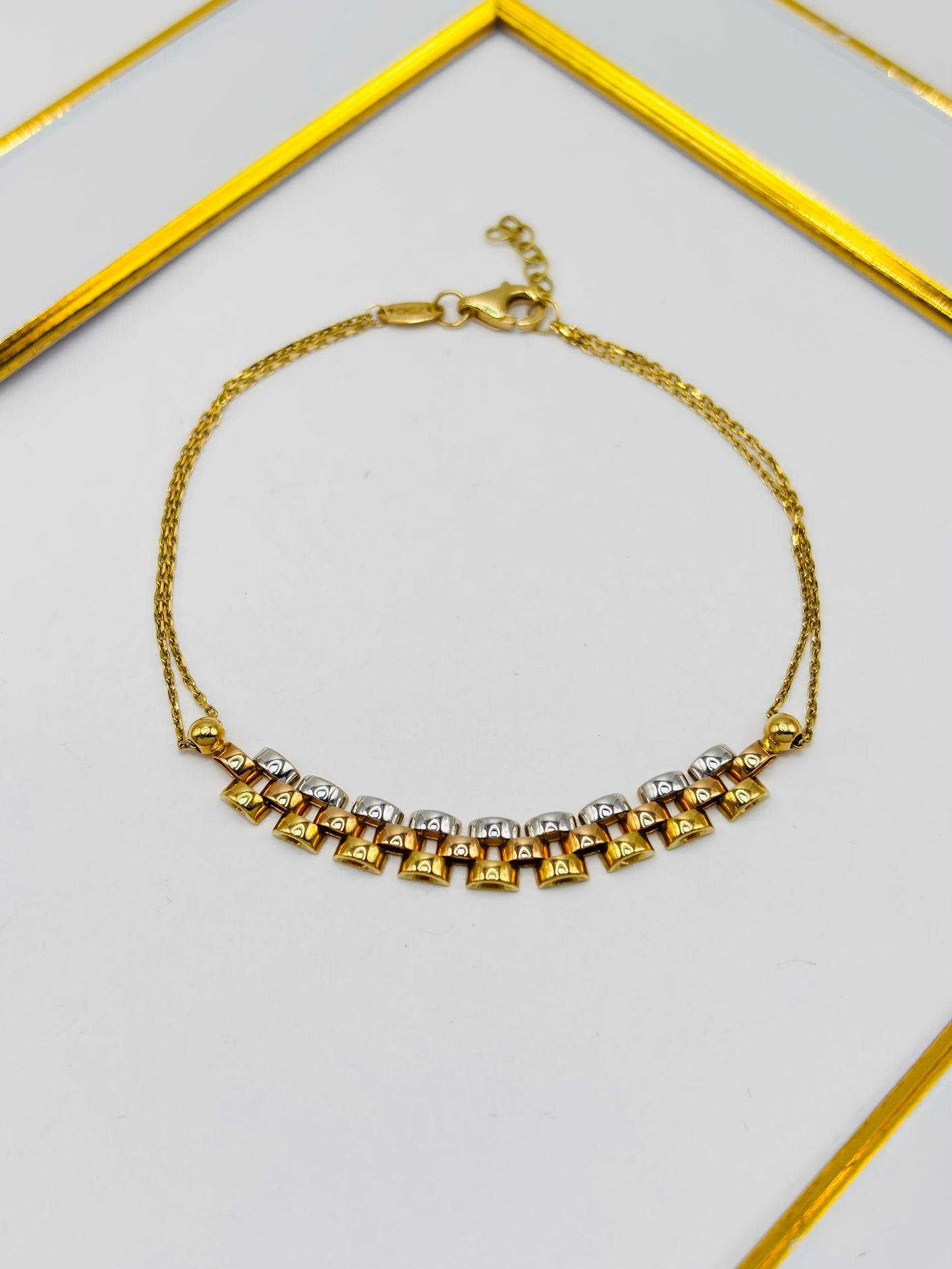 18K Gold Rose and White Gold Combination Bracelet