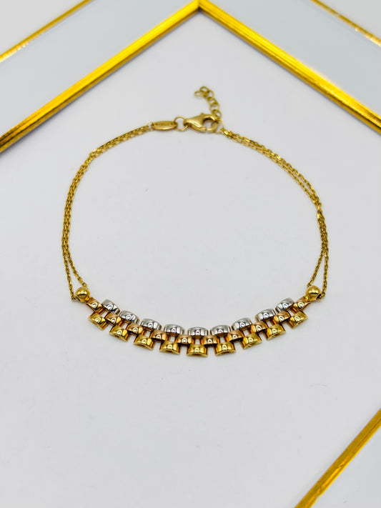 18K Gold Rose and White Gold Combination Bracelet