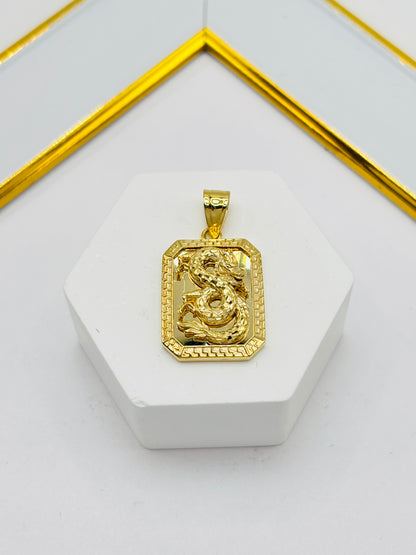 18K Gold Dragon Pendant
