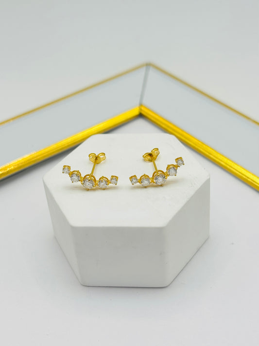 18K Gold Ear Climber Moissanite Diamond Earrings
