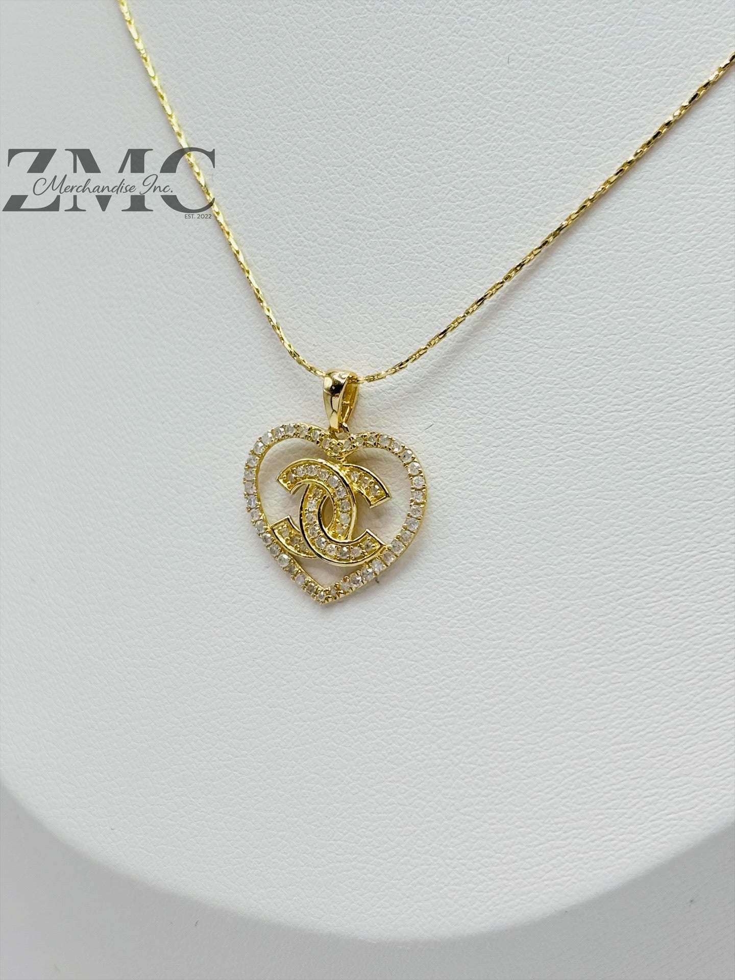 K18 Japan Gold Heart Necklace Natural Diamond