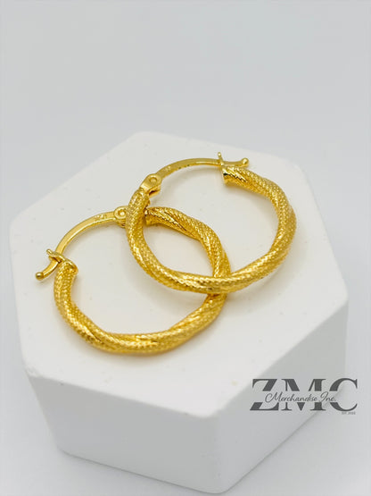 18K Gold Twisted Loop Earrings