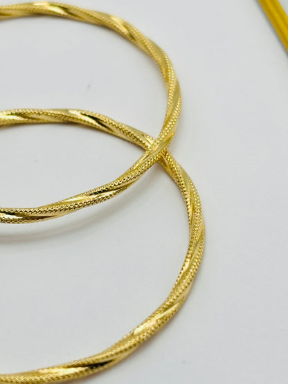 18K Gold Twisted Loop Earrings 43mm