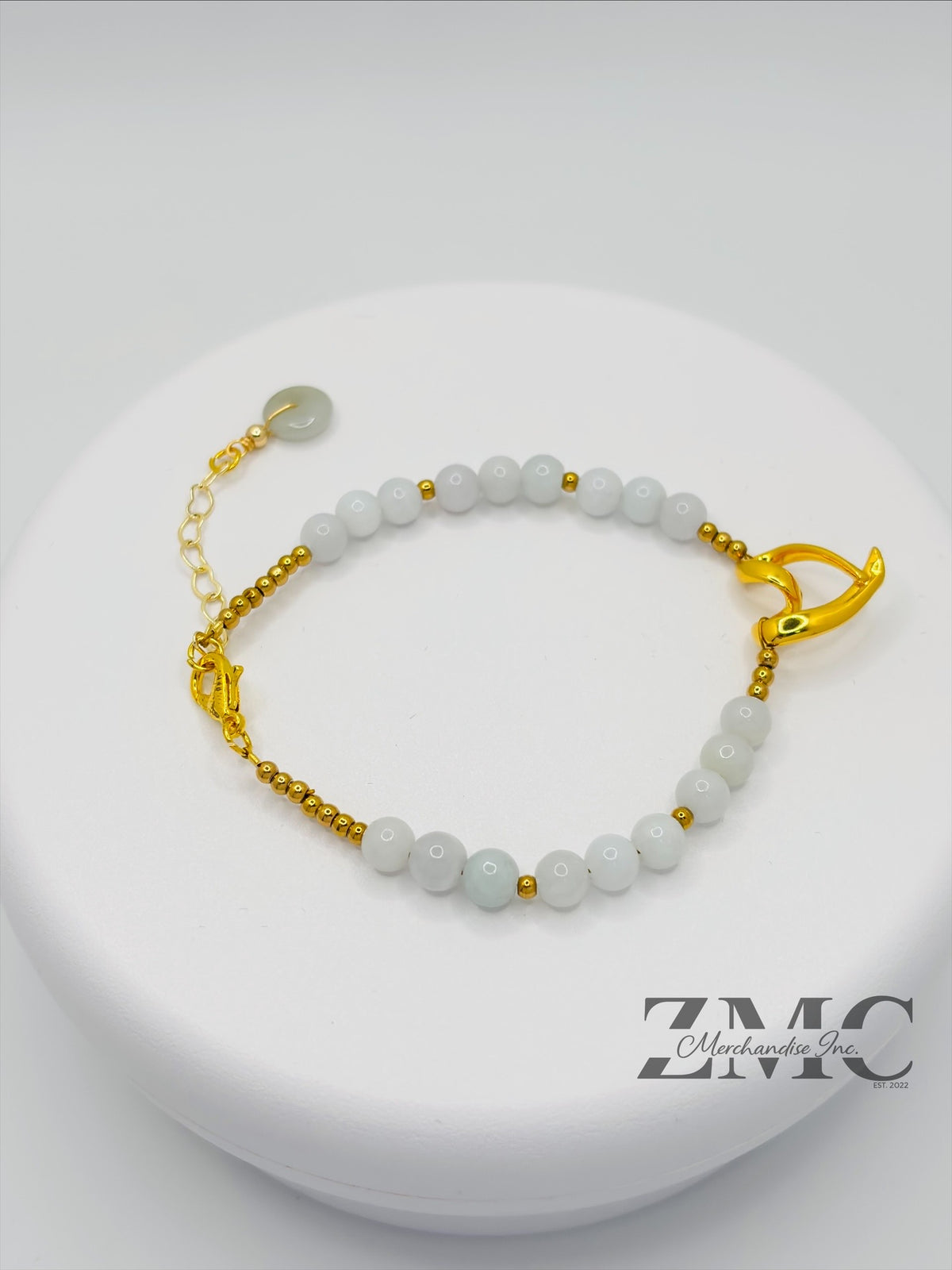 18K Gold Open Heart Jade Bracelet (Electroform Heart)