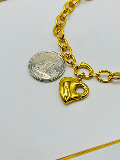 18K Gold Bracelet with Heart Charm