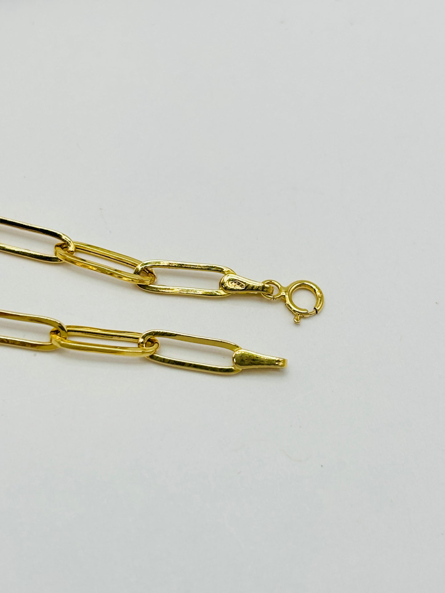 18K Gold Paperclip Bracelet 11 mm Link