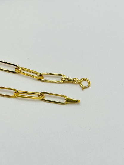 18K Gold Paperclip Bracelet 11 mm Link