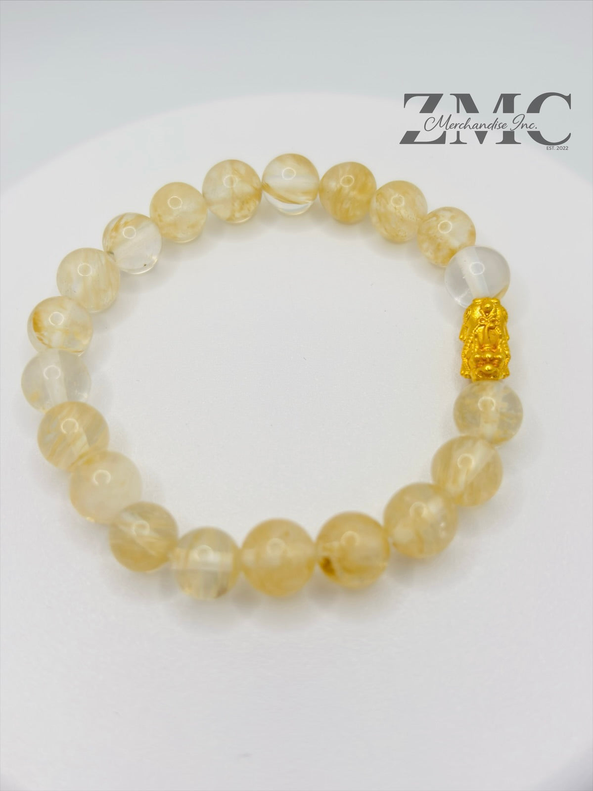 18K Gold  Lucky Piyao/ Pi Xiu Pale Citrine Stone  ( Hollow Empty Inside) Small