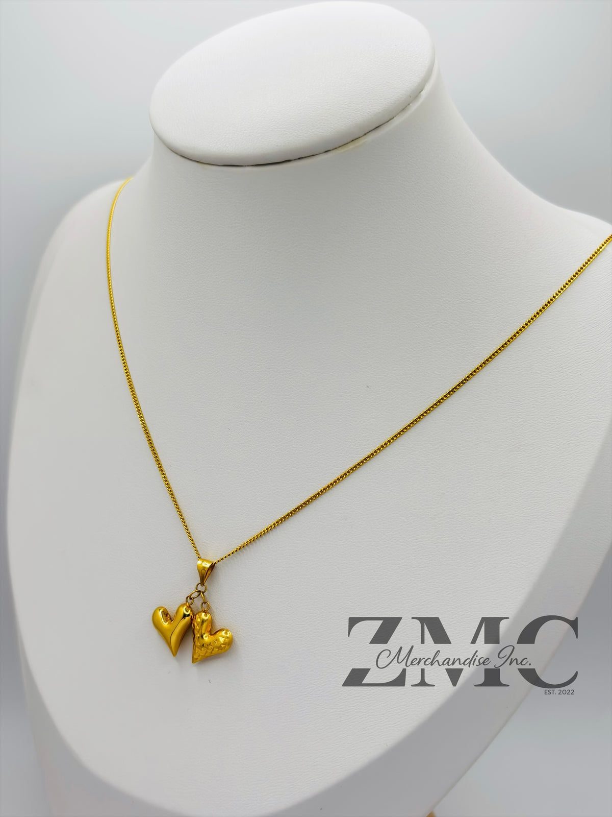 18K Gold Double Heart Necklace