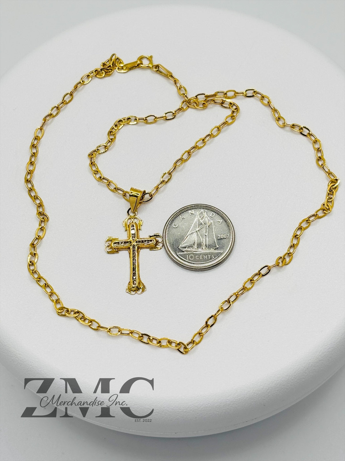 18K Gold Cross Stone Necklace