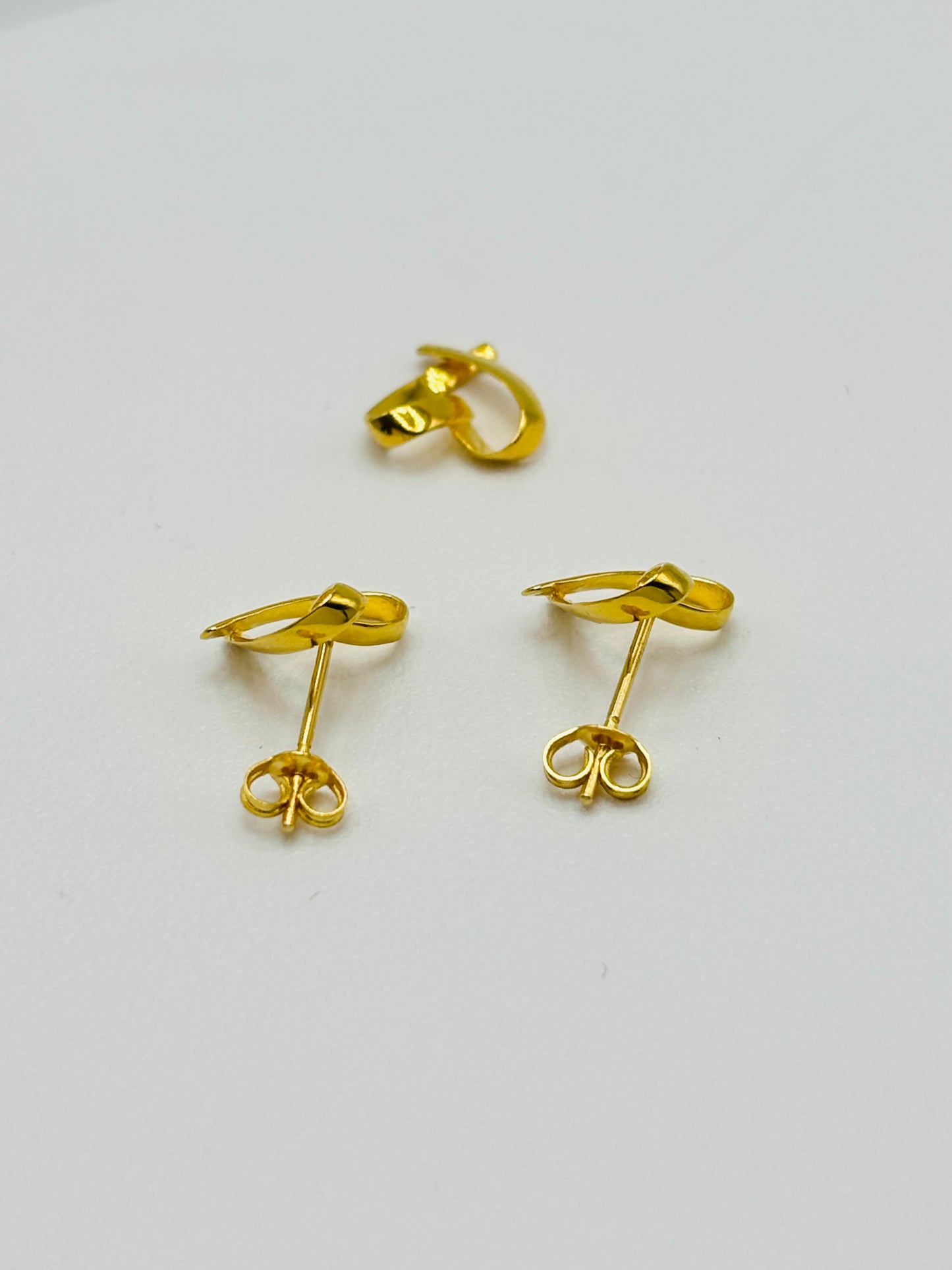 18K Gold Open Heart Small Earrings & Pendant Set