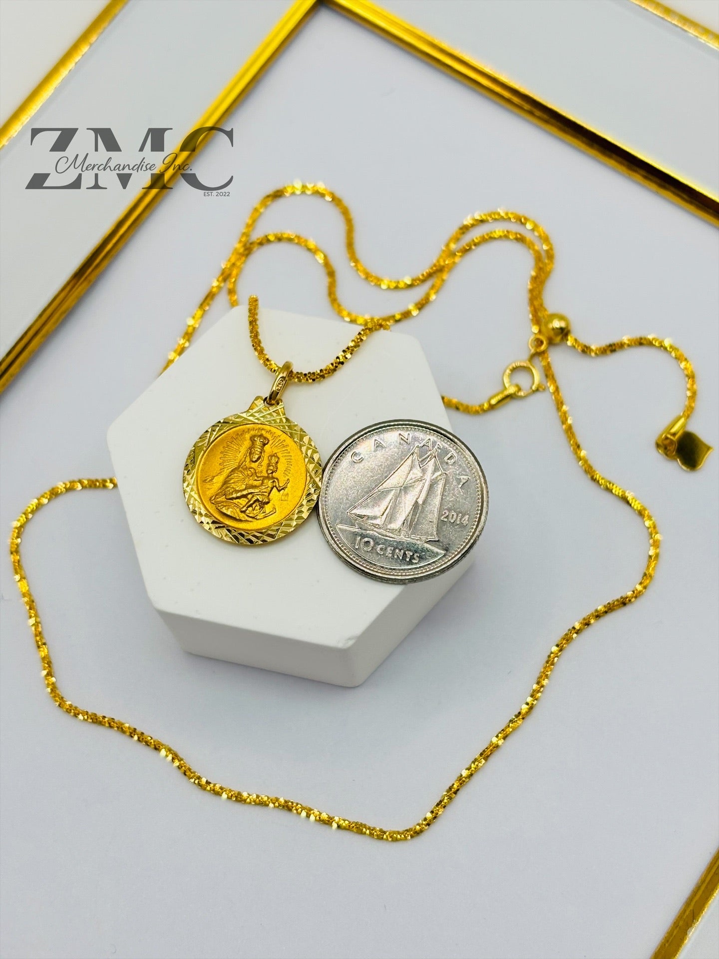 18K Gold Slider Jesus Necklace
