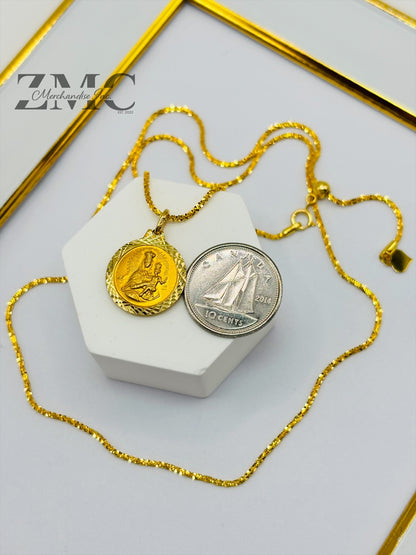 18K Gold Slider Jesus Necklace