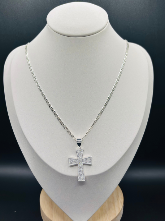 S925 Silver Big Cross Necklace