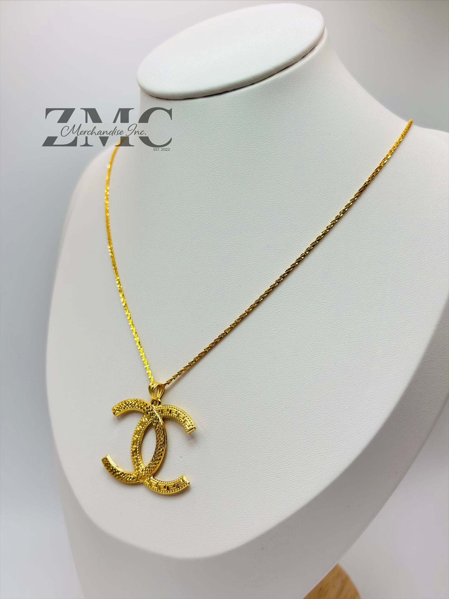 18K Gold C Necklace Slider