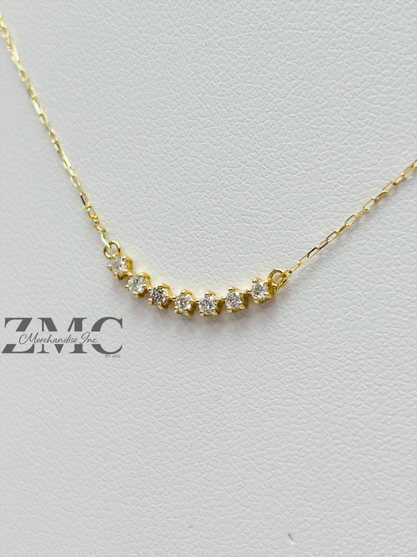 18K Gold Attached 7 Stone Necklace 0.168 carat Natural Diamond