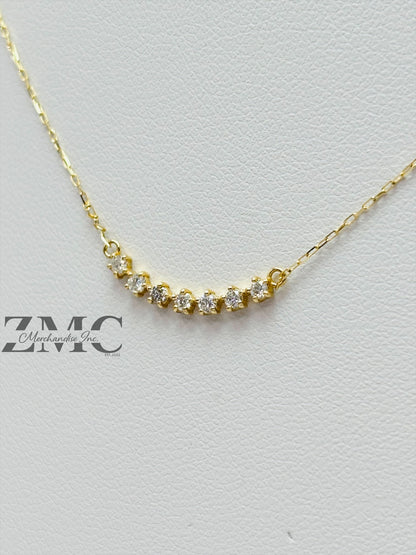 18K Gold Attached 7 Stone Necklace 0.168 carat Natural Diamond