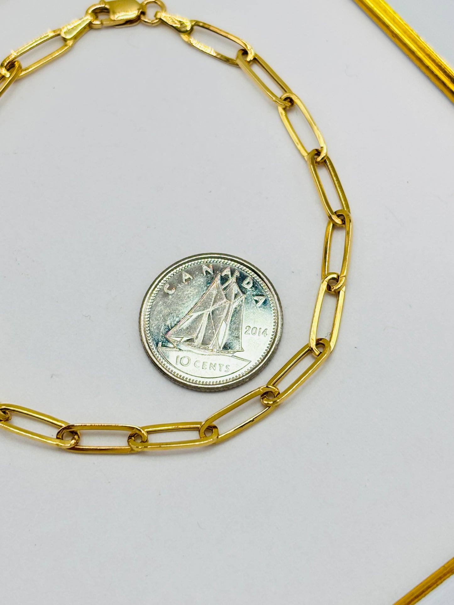 18K Gold Paperclip Bracelet 11 mm Link (Lobster Lock)