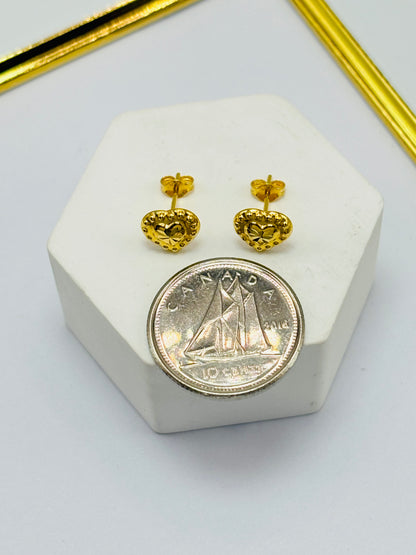 18K Gold Heart Earrings Kids/Adult