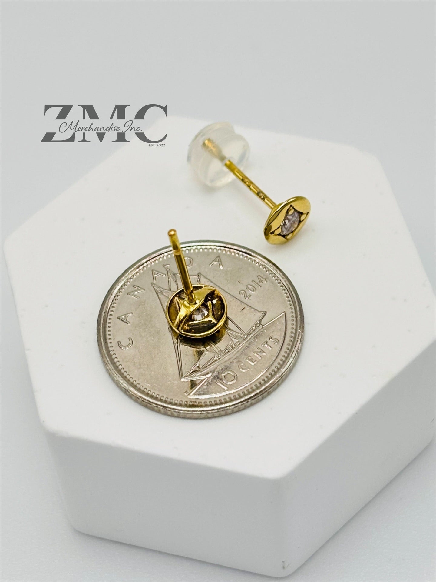 K18 Japan Gold Circle Natural Diamond Earrings 0.20ct