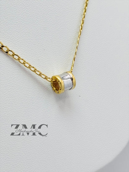 18K Gold Barrel Necklace
