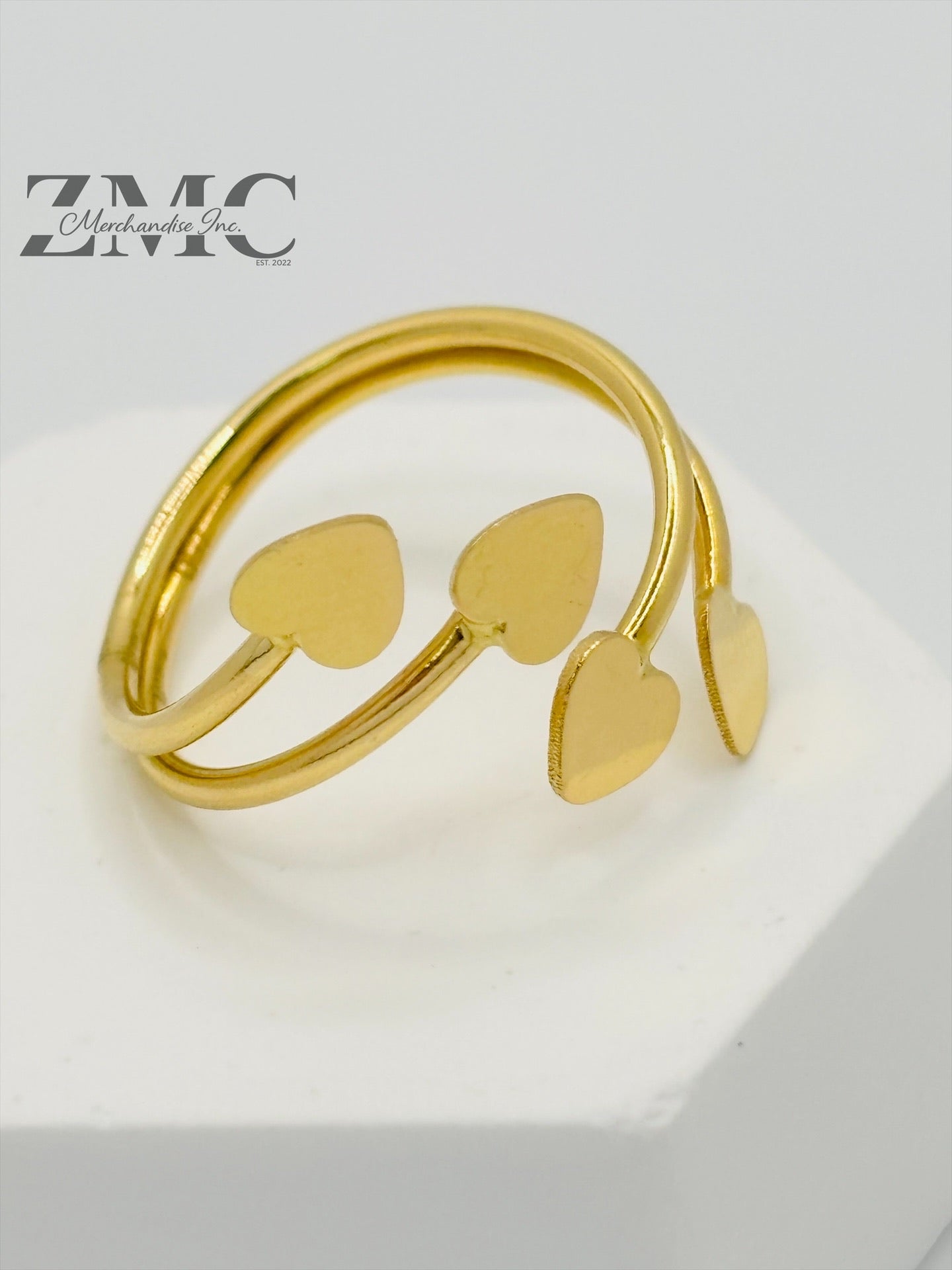 18K Gold Spiral Heart Ring