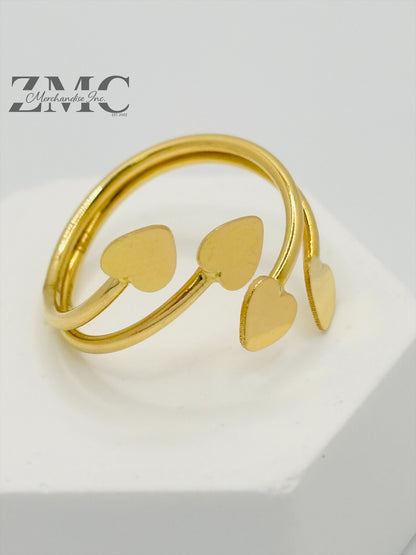 18K Gold Spiral Heart Ring