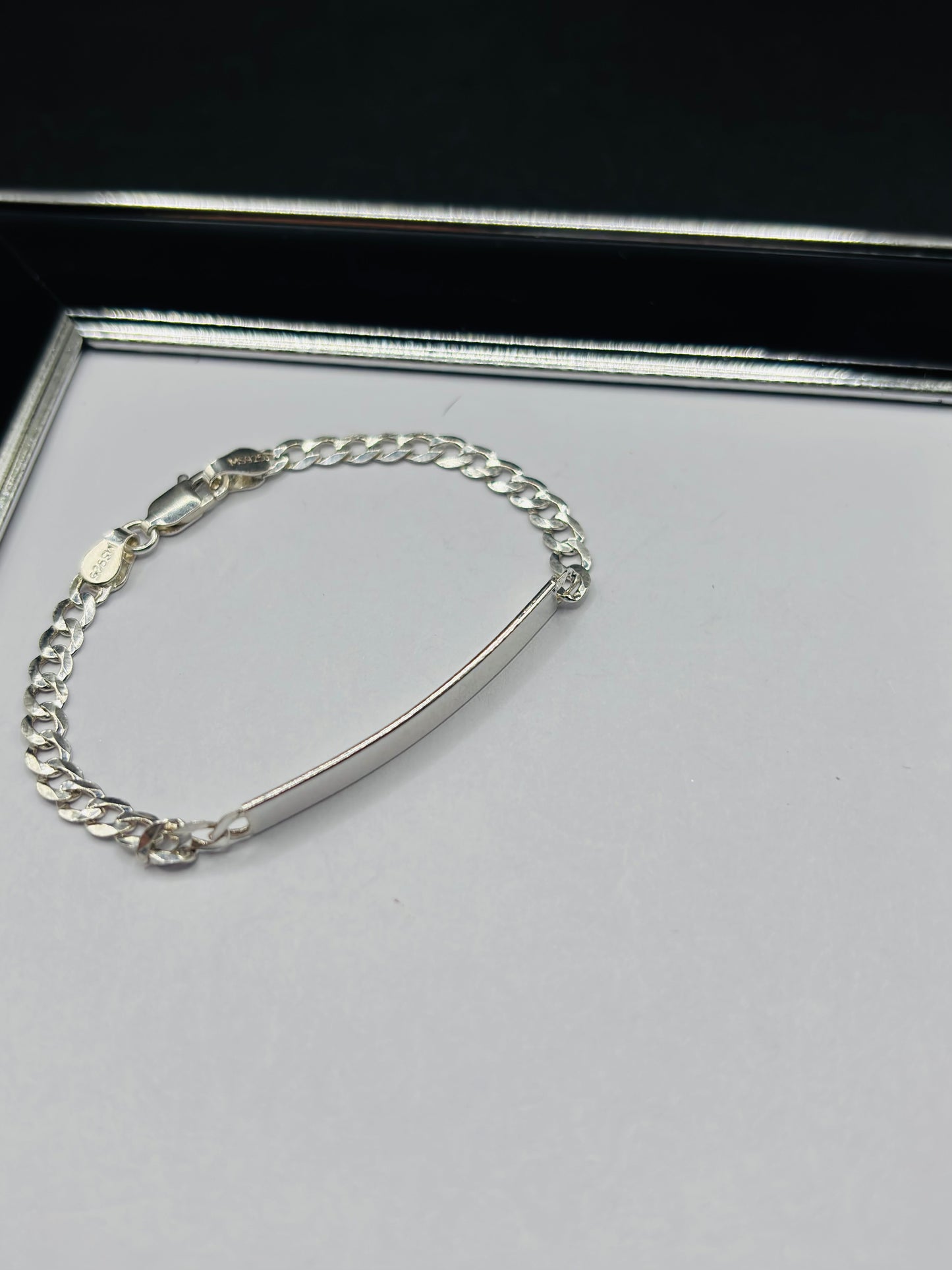 S925 Silver Name Flat Curb Kids Bracelet