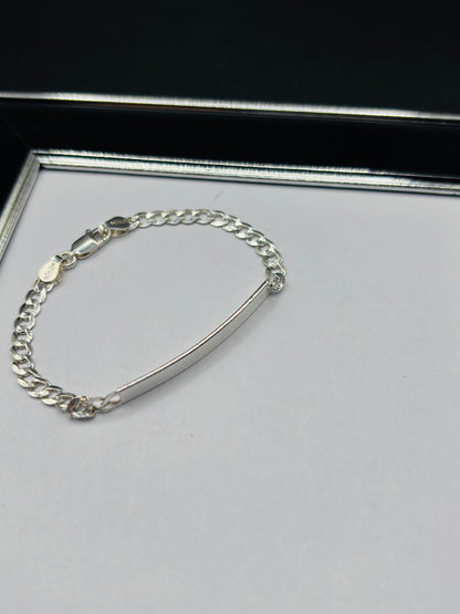 S925 Silver Name Flat Curb Kids Bracelet