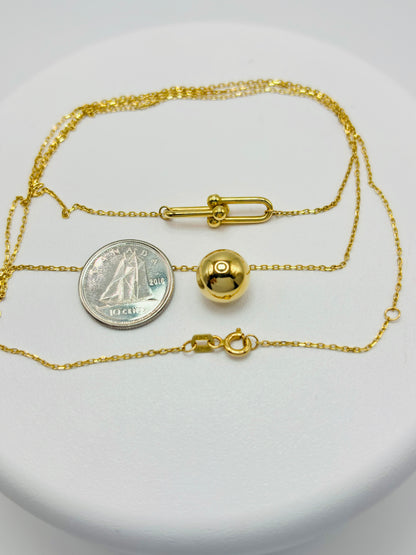 K18 Japan Gold Layered Attached Necklace