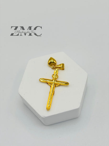 18K Gold Cross Heart Pendant
