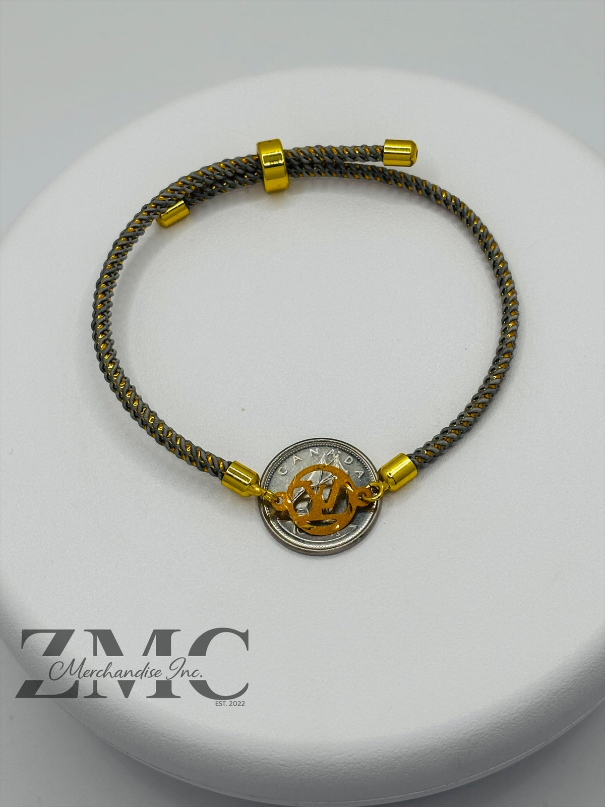 18K Gold L Circle String Bracelet