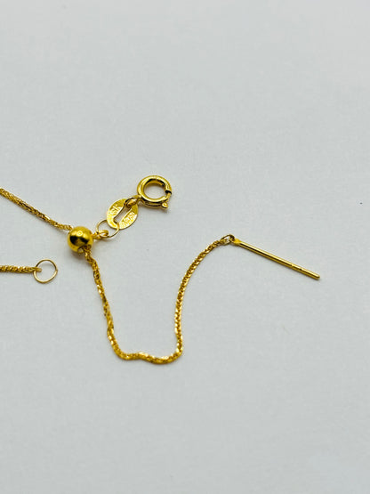 18K Gold Attached Necklace with a Pink Clover Stone