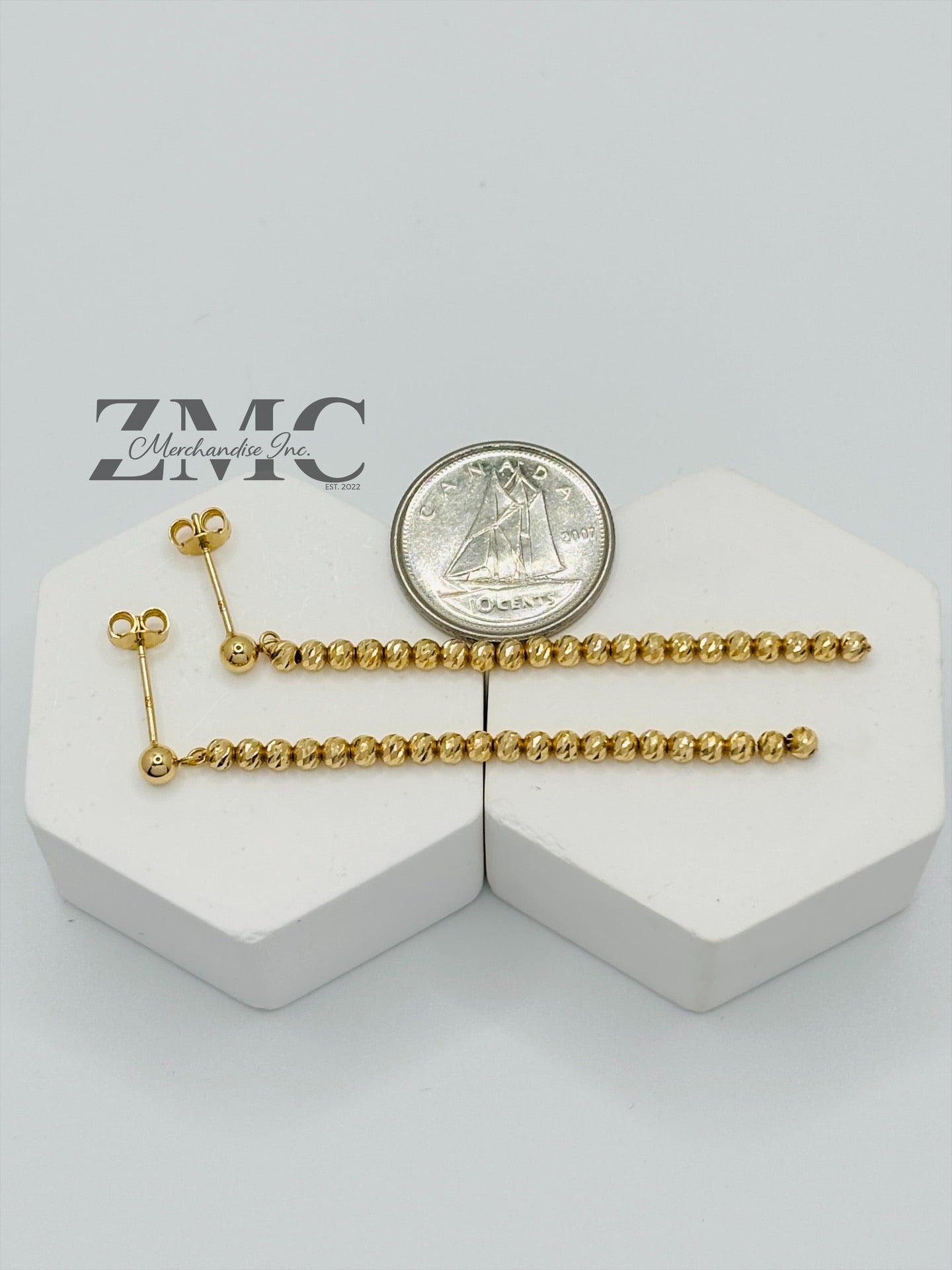 18K Gold Mirror Ball Dangling Earrings