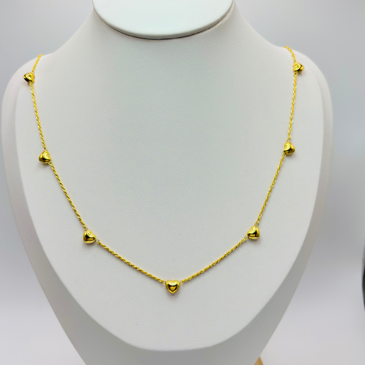18K Gold Rope with Attached Heart Necklace