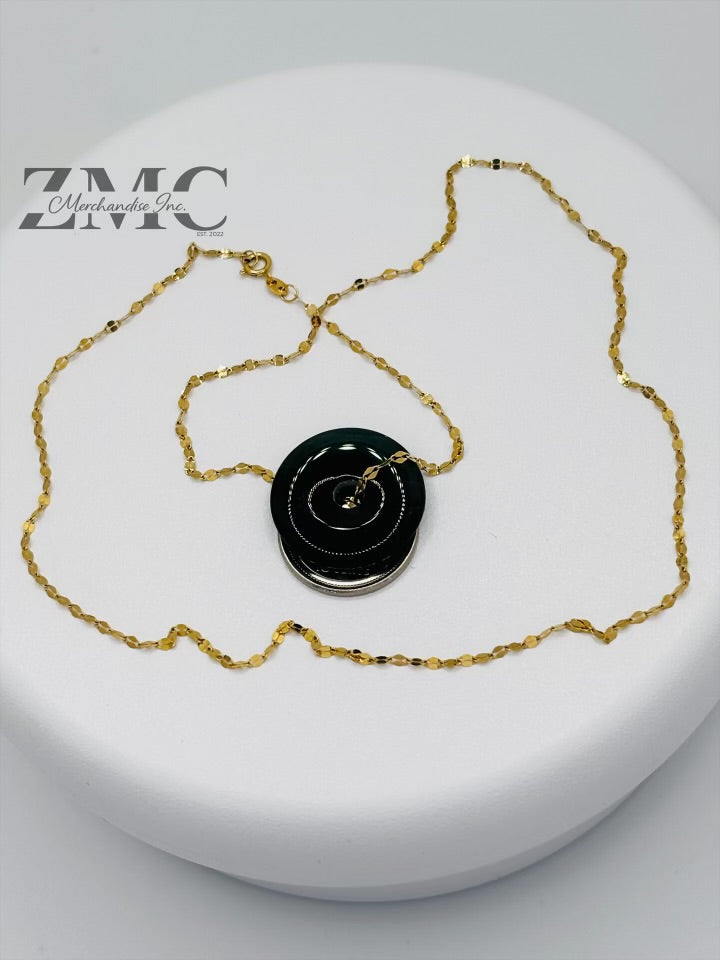 18K Gold Dancing Jade Necklace