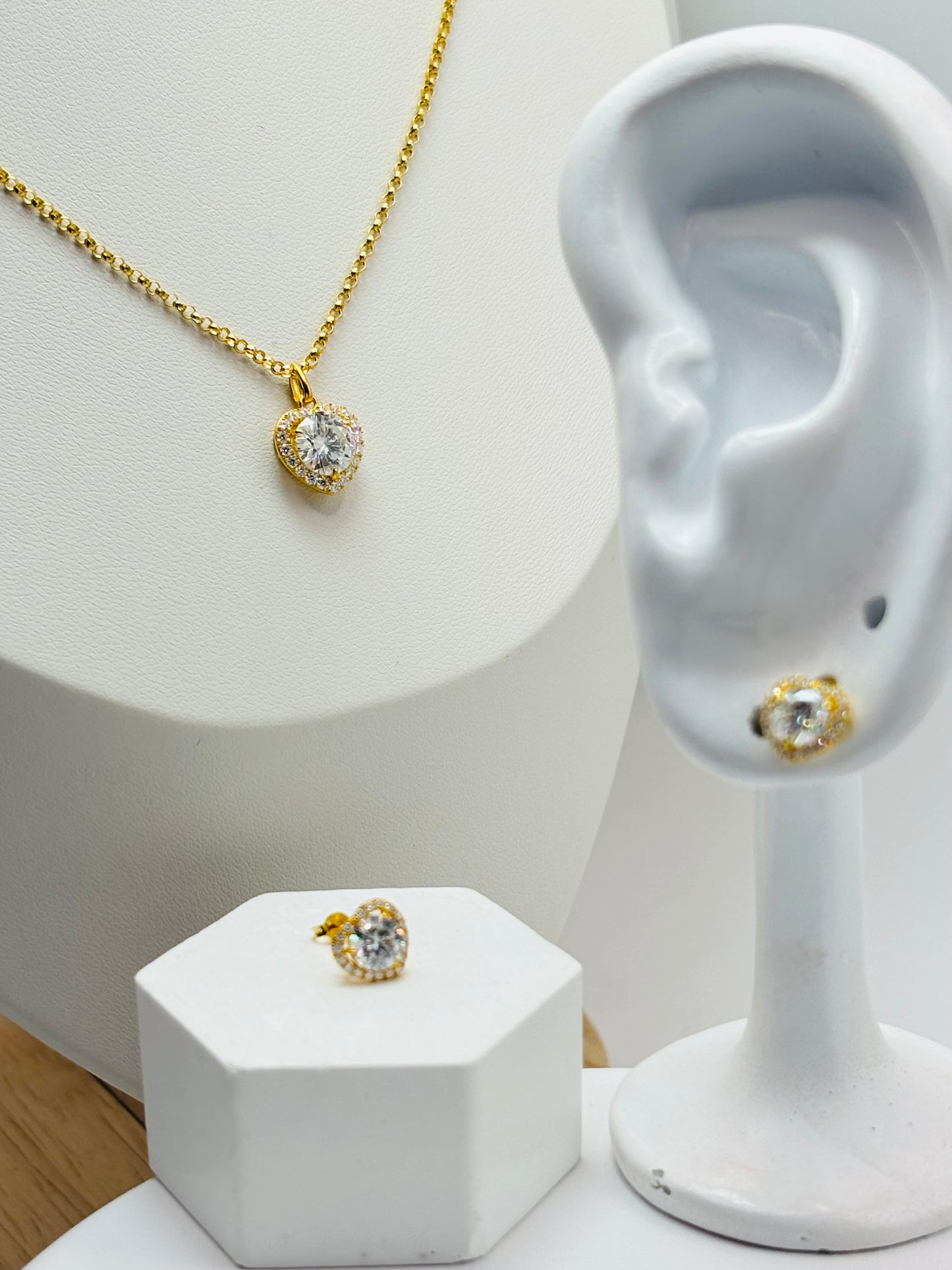 18K Gold Moissanite Diamond Necklace and Earrings Set