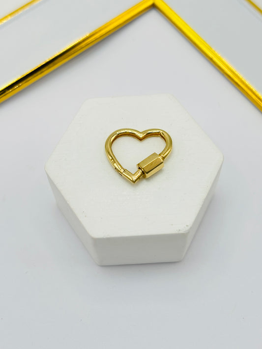 K18 Japan Heart Plain Carabiner Pendant